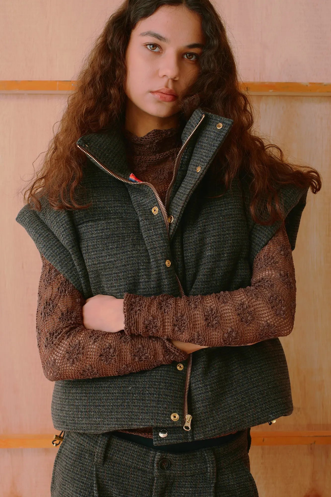 Caro Tweed Boxy Puffer Vest AlphaStyle