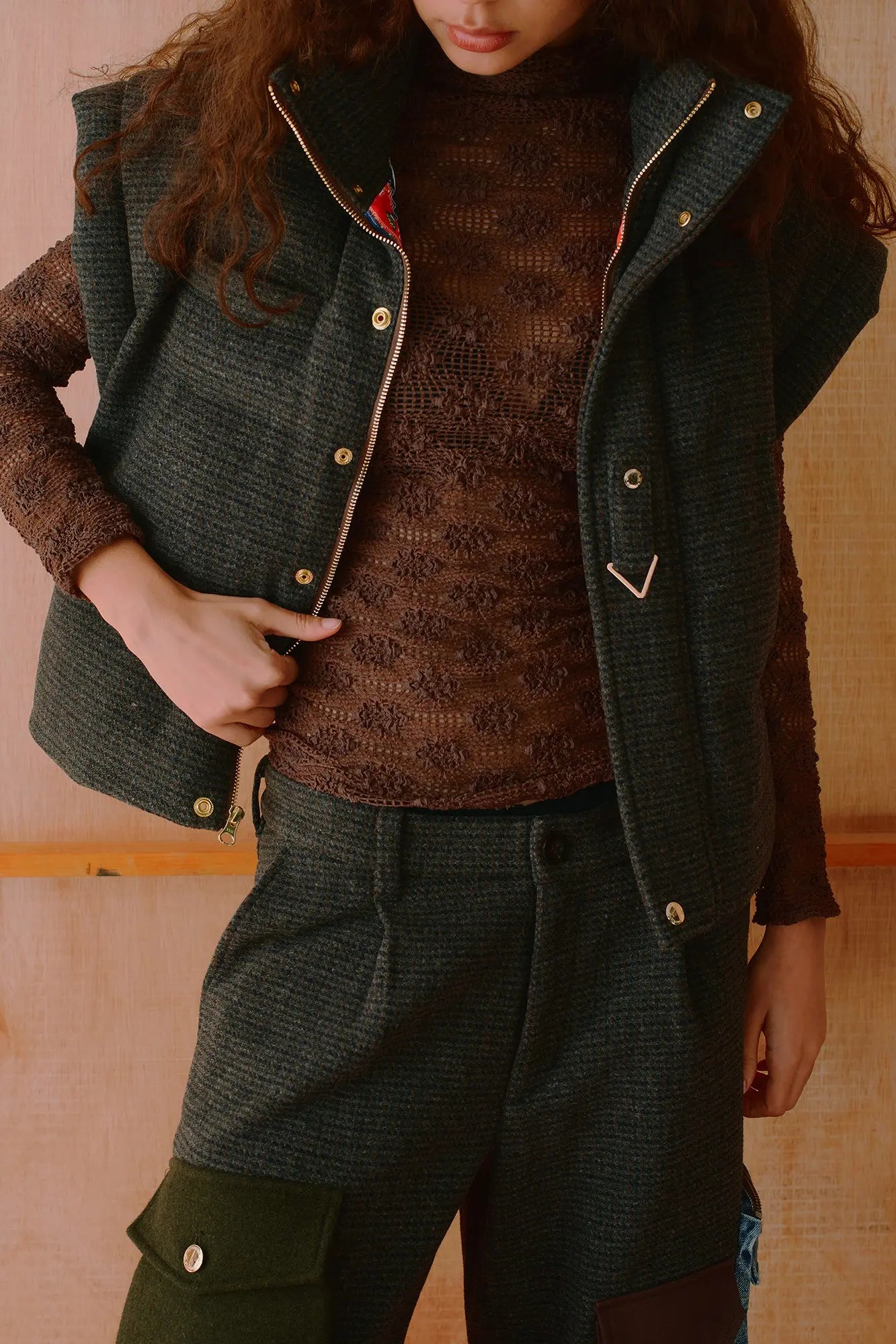 Caro Tweed Boxy Puffer Vest AlphaStyle