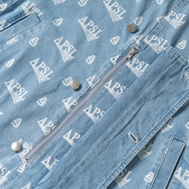 Wiley Printed Denim Overall AlphaStyle