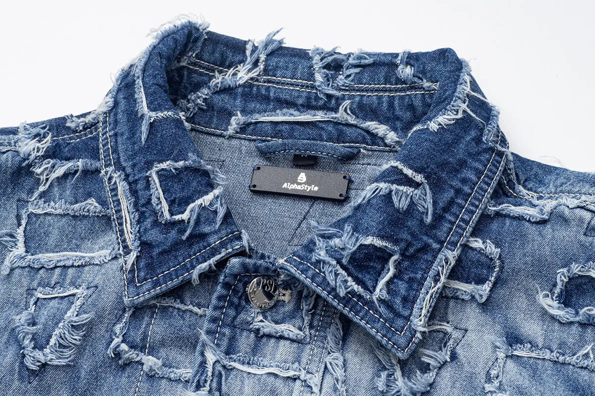 Alida Burnout Denim Jacket Alphastyle