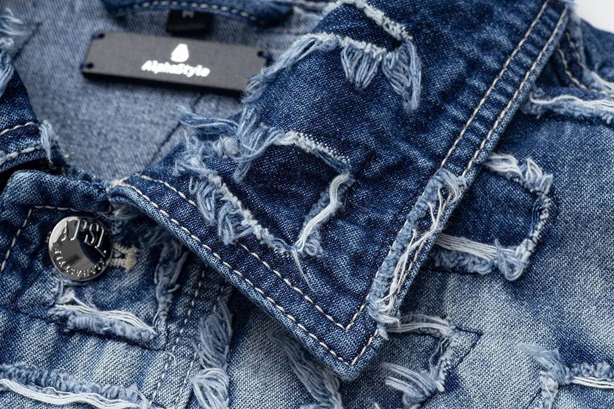 Alida Burnout Denim Jacket Alphastyle
