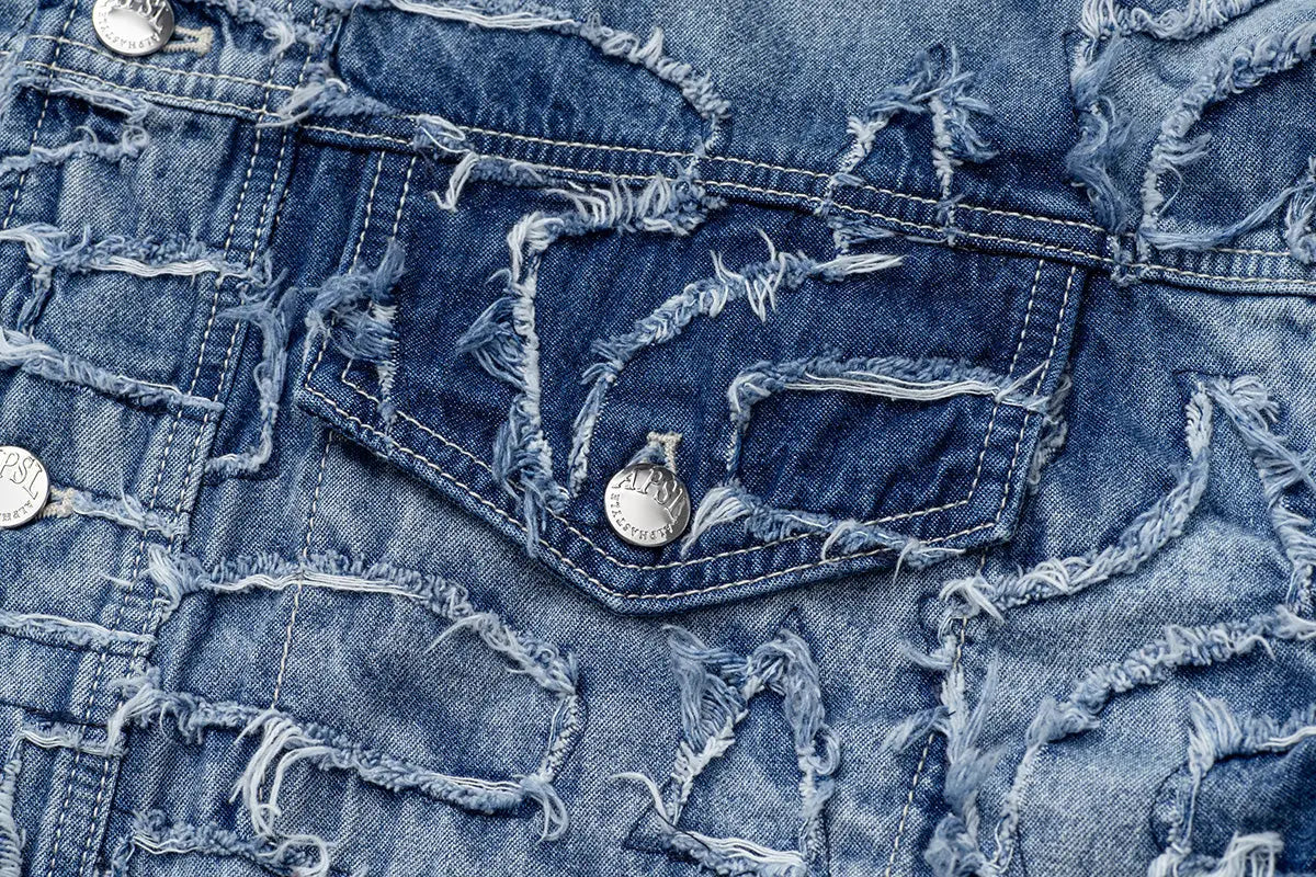 Alida Burnout Denim Jacket Alphastyle