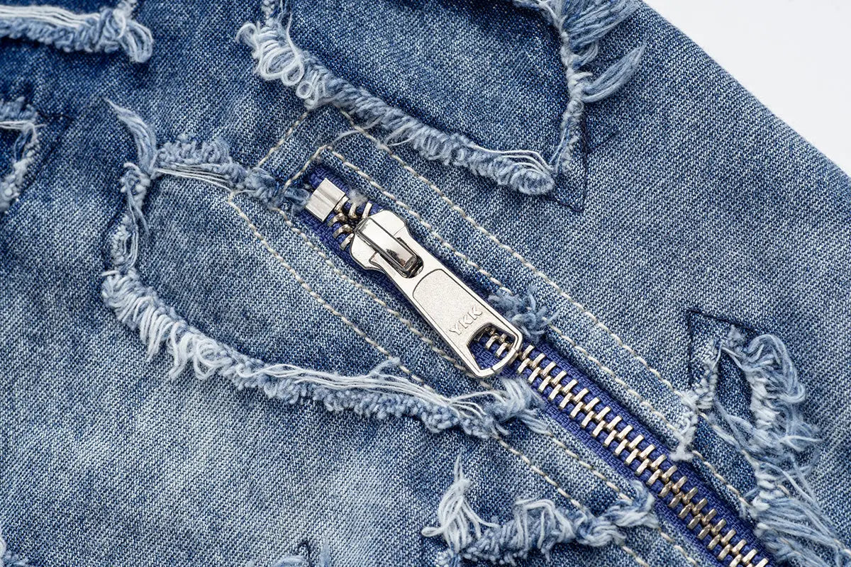 Alida Burnout Denim Jacket Alphastyle
