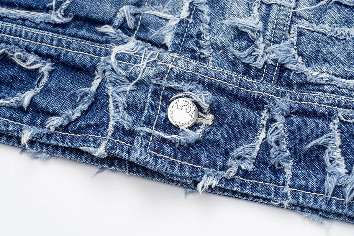 Alida Burnout Denim Jacket Alphastyle