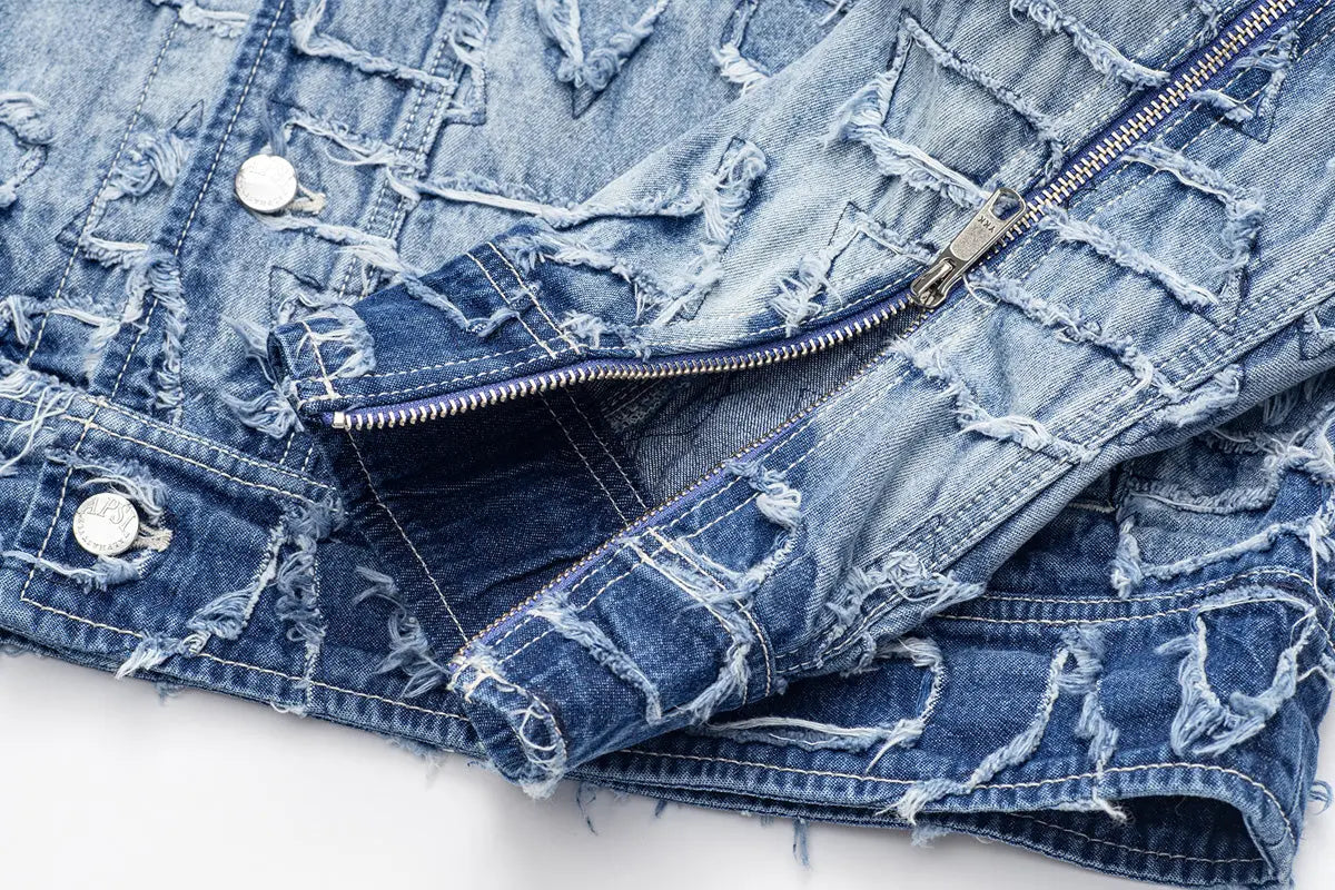 Alida Burnout Denim Jacket Alphastyle