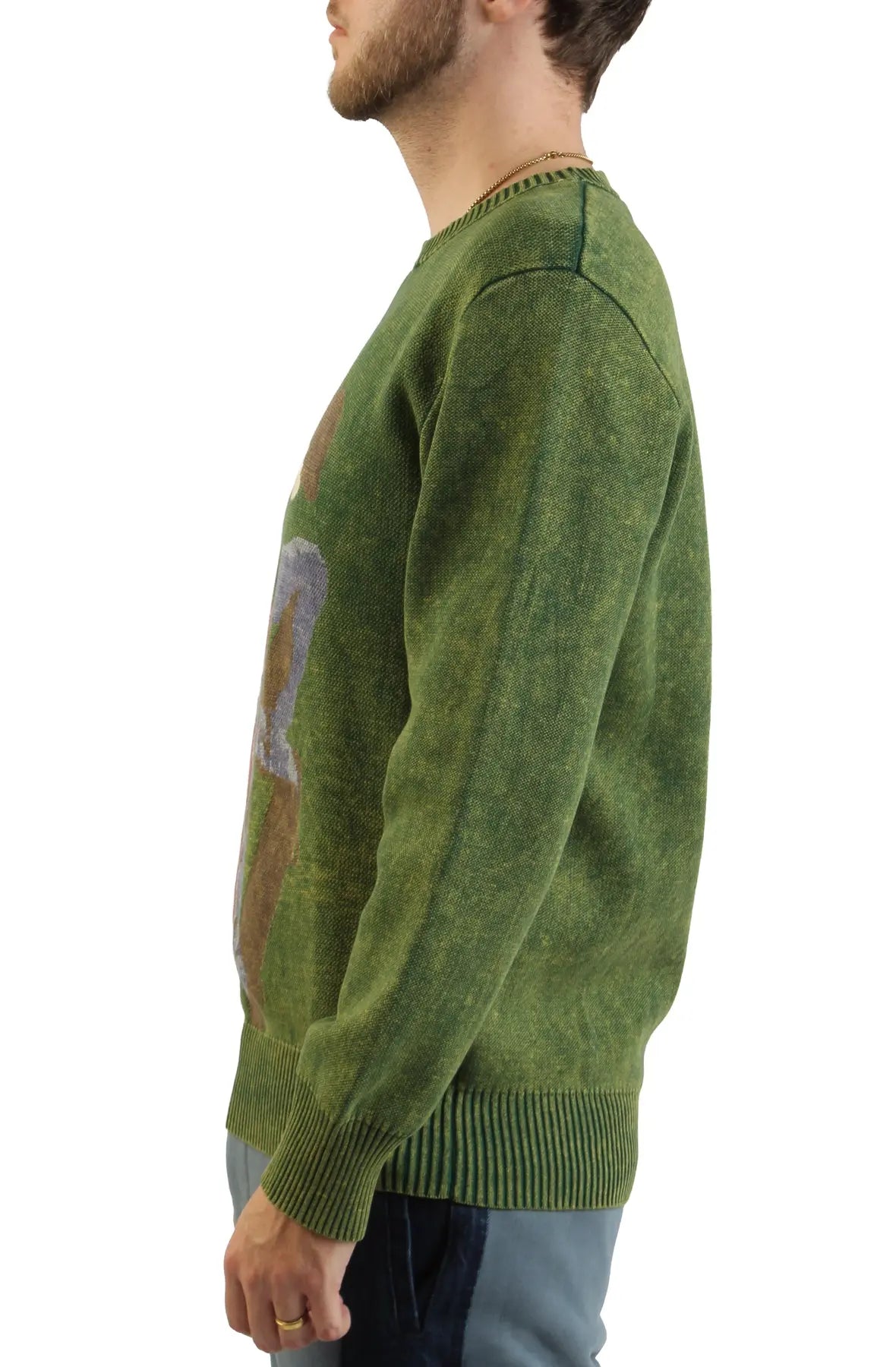 90s STONE  Oversized Knit グリーンエッジ Elkhead Knitted Sweater - AlphaStyle