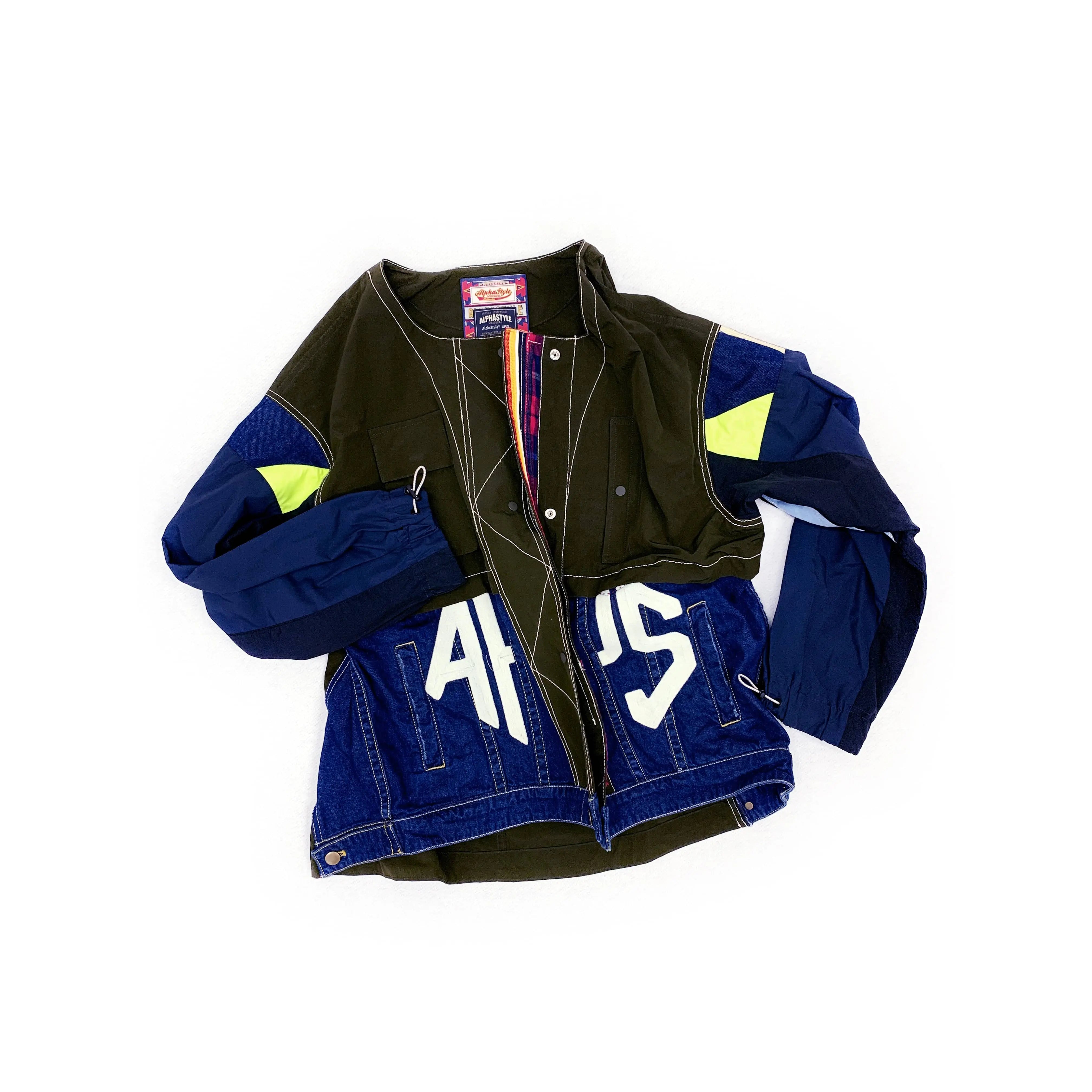 Jeff Upcycle Collarless Jacket - AlphaStyle