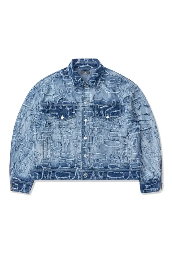 Alida Burnout Denim Jacket - AlphaStyle